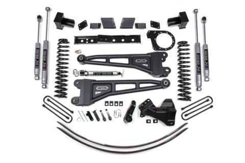 6 Inch Lift Kit w/ Radius Arm Ford F250/F350 Super Duty 17-19 4WD Diesel 5 Inch Block 2 Leaf Main Fox 2.0 Performance Shocks